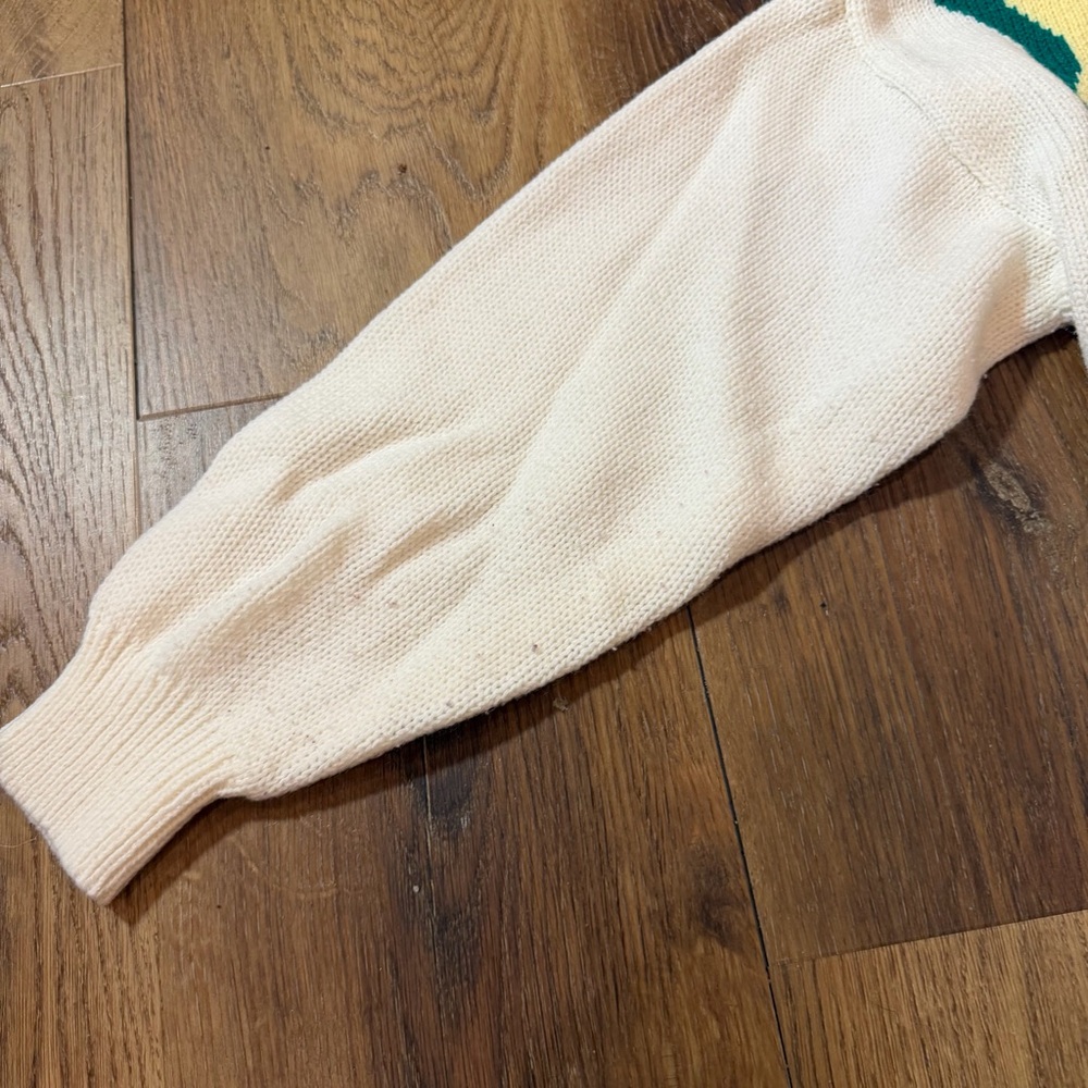 Vintage Korean Sweater Vintage Geometric Cream Mock Neck Knit Sweater 80’s 90’s - Picture 10 of 16